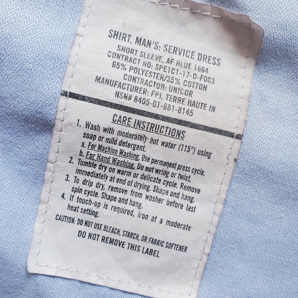 ☆VINTAGE☆ US AIR FORCE man's service dress shirt - Picture 4 of 6